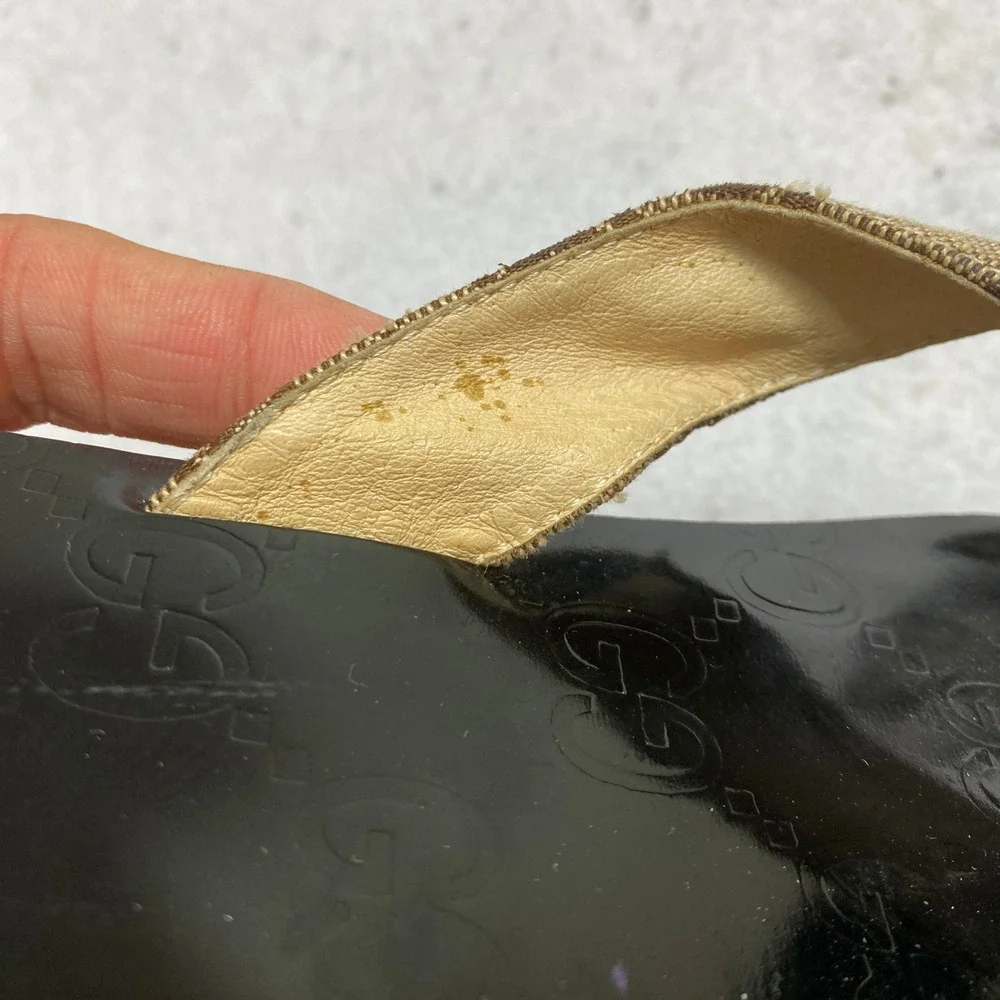 Gucci Sandals Mens 41 Black Brown Iconic GG Monogram Canvas Thong Flip Flop - Picture 6 of 11